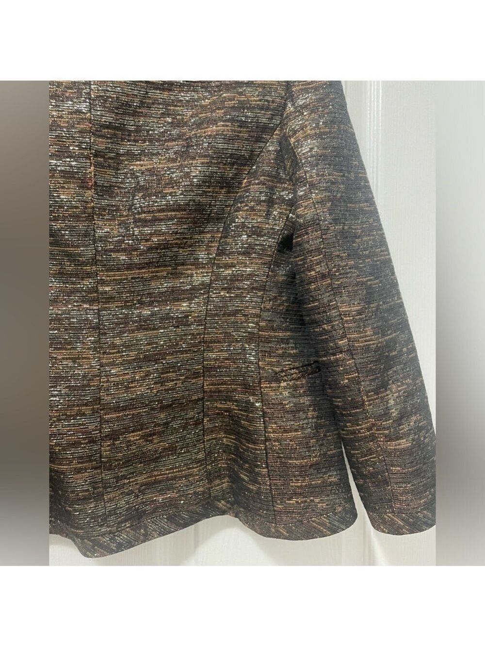 WILFRED Pirouette Blazer Acrylic Blend Metallic Bronze Open Front Jacket Size 4 - Picture 6 of 8
